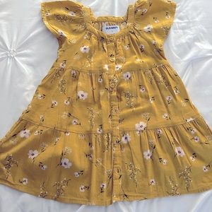 Short sleeve button front tiered floral dress toddler girl